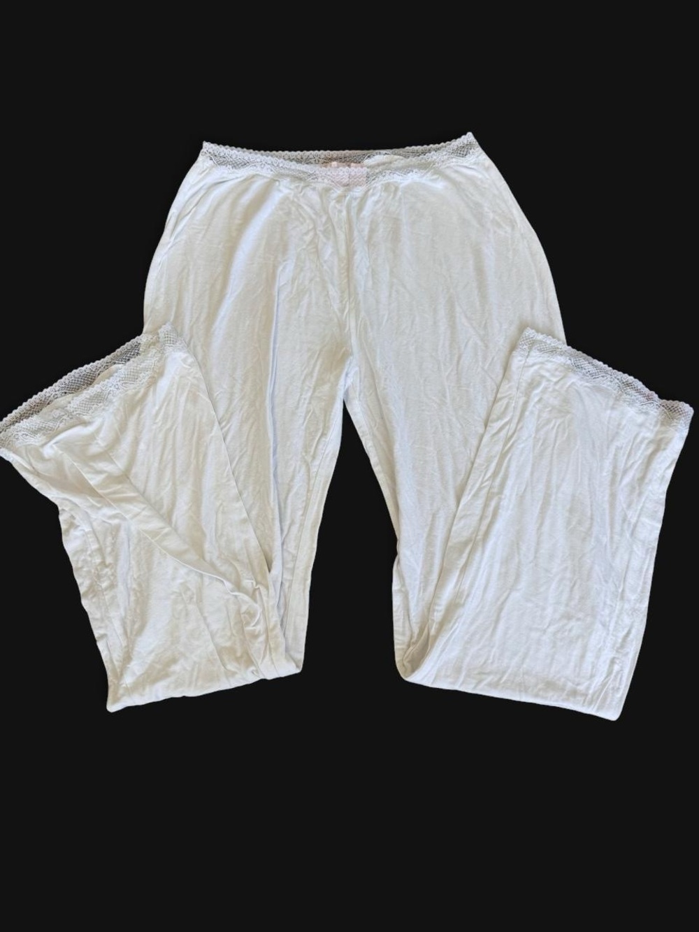 Vintage Victoria's Secret Angel White Lace-Trim Pajama Pants
